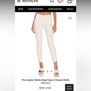 MOTHER The Looker Skinny ankle fray white